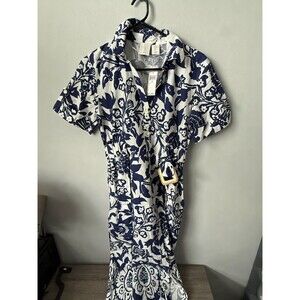Joie Cottage Core Dreamy Blue White Cotton Floral Button Belted Dress Size S NWT
